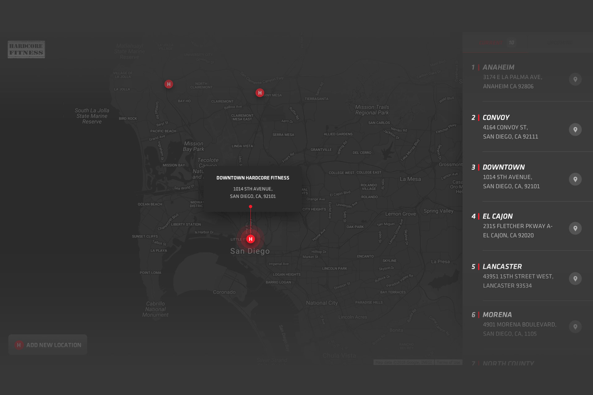 Hardcore Fitness Interactive Map